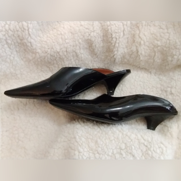 🛑SOLD🛑 PROENZA SCHOULER Black Patent Leather Mules Kitten Heel - Picture 6 of 16